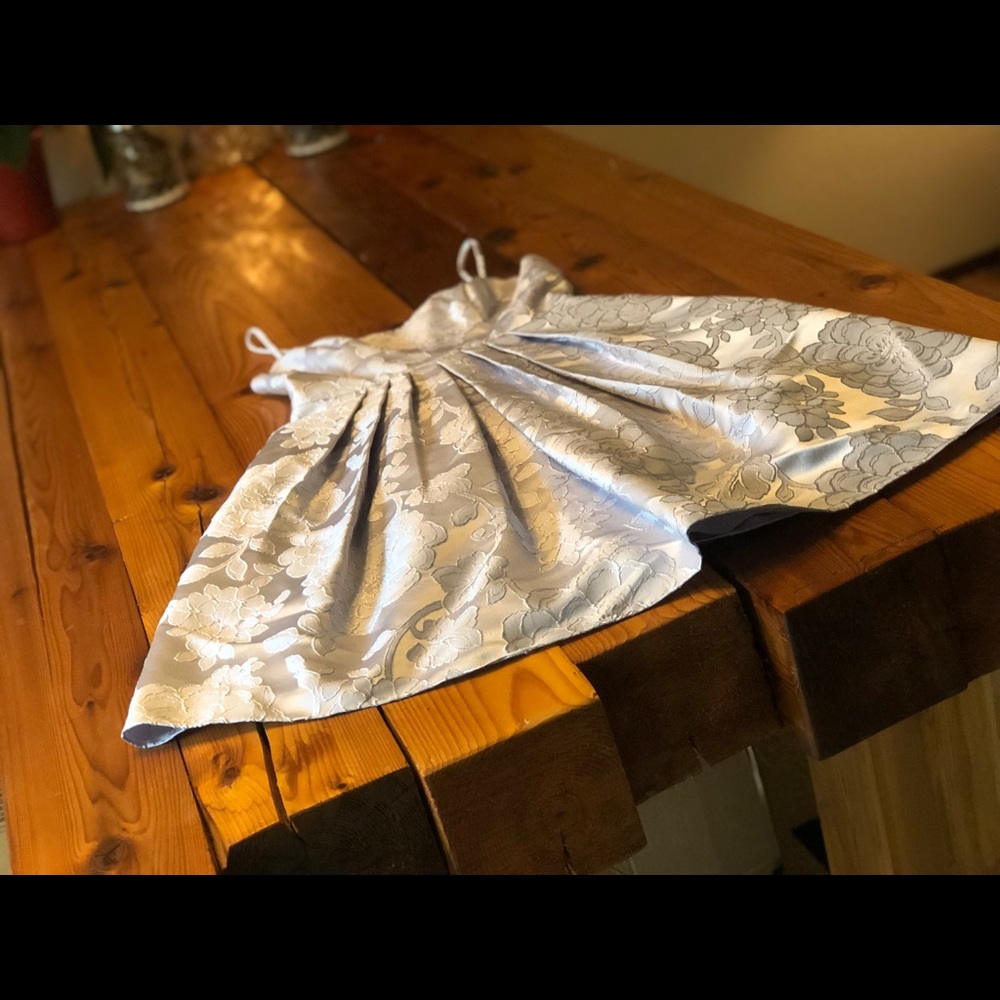Vintage silver floral prom dress